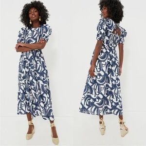 Elegant Blue and White Patterned Dress